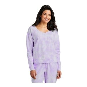 Port & Company Women's Beach Wash Cloud Tie-Dye V-Neck Sweatshirt Amethyst